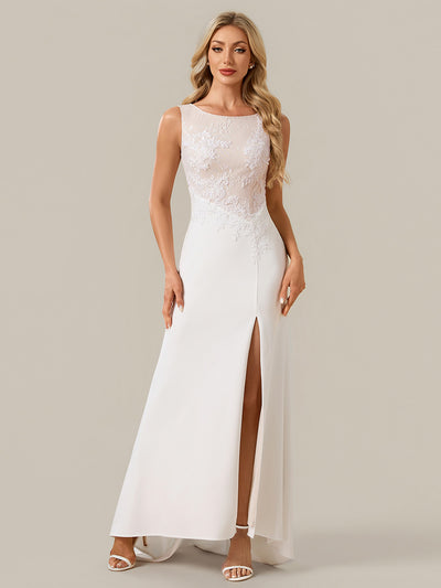Floral Knit Sleeveless Wedding Dress