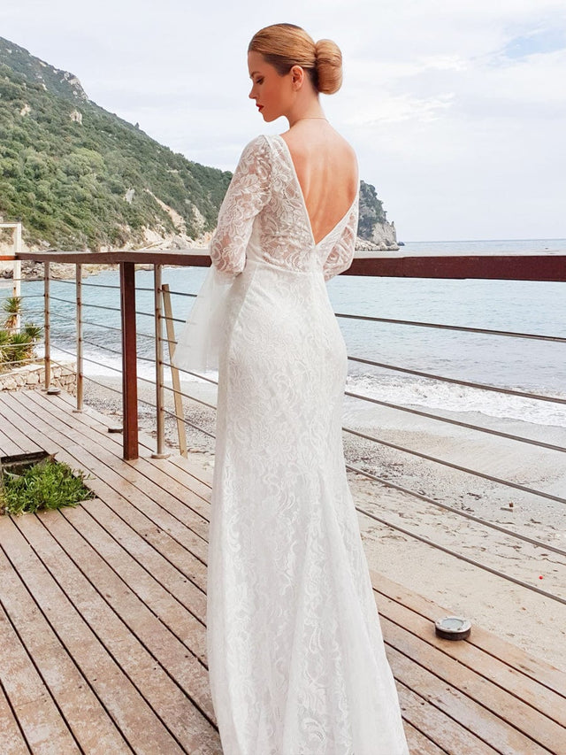 VALENZA'S BRIDE|Sweetheart Long Bell Sleeve Mermaid Wedding Dress Fan Photos 2
