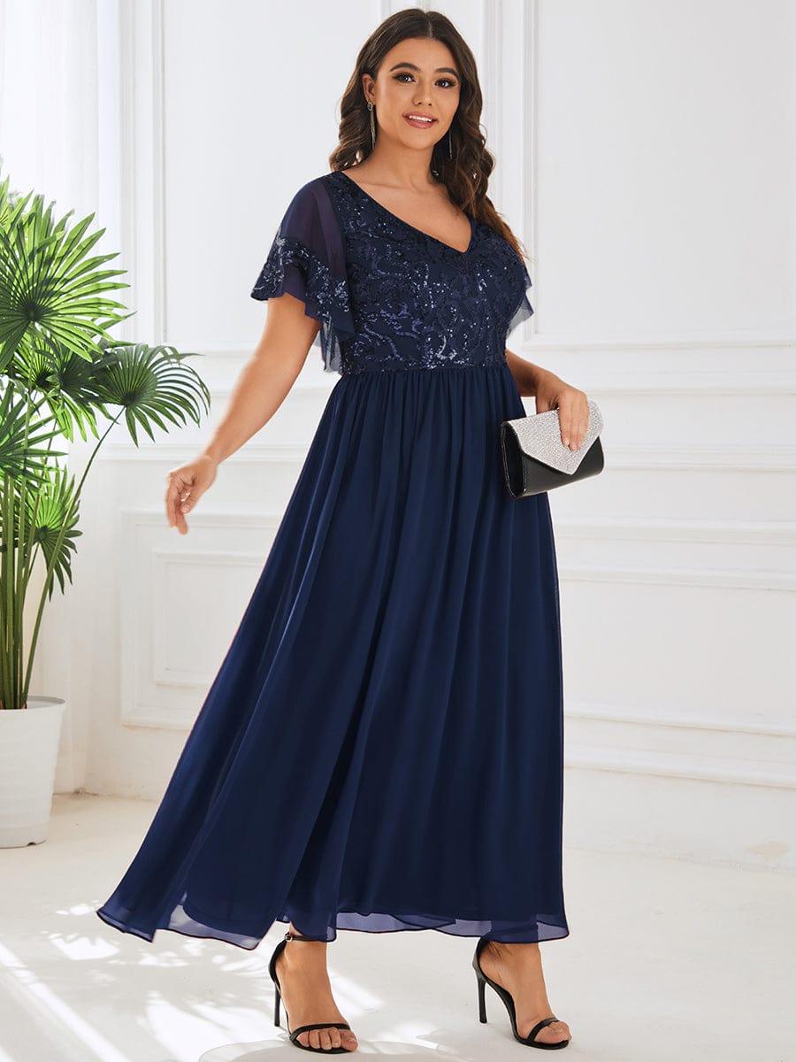 blue sequin mother of the bride dress Ever-Pretty Short Sleeves A-Line Chiffon Formal Coat Size:52 L zomeroutfit dusty blue mother of the bride dresses Romantic Backless Fit And The sleeveless silhouette showcases
