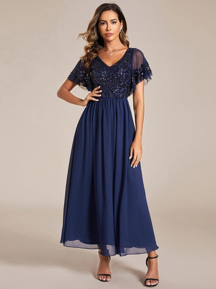 A-Line/Princess Square Neck Short Chiffon Semi Formal Dresses with Bowknot main image 1