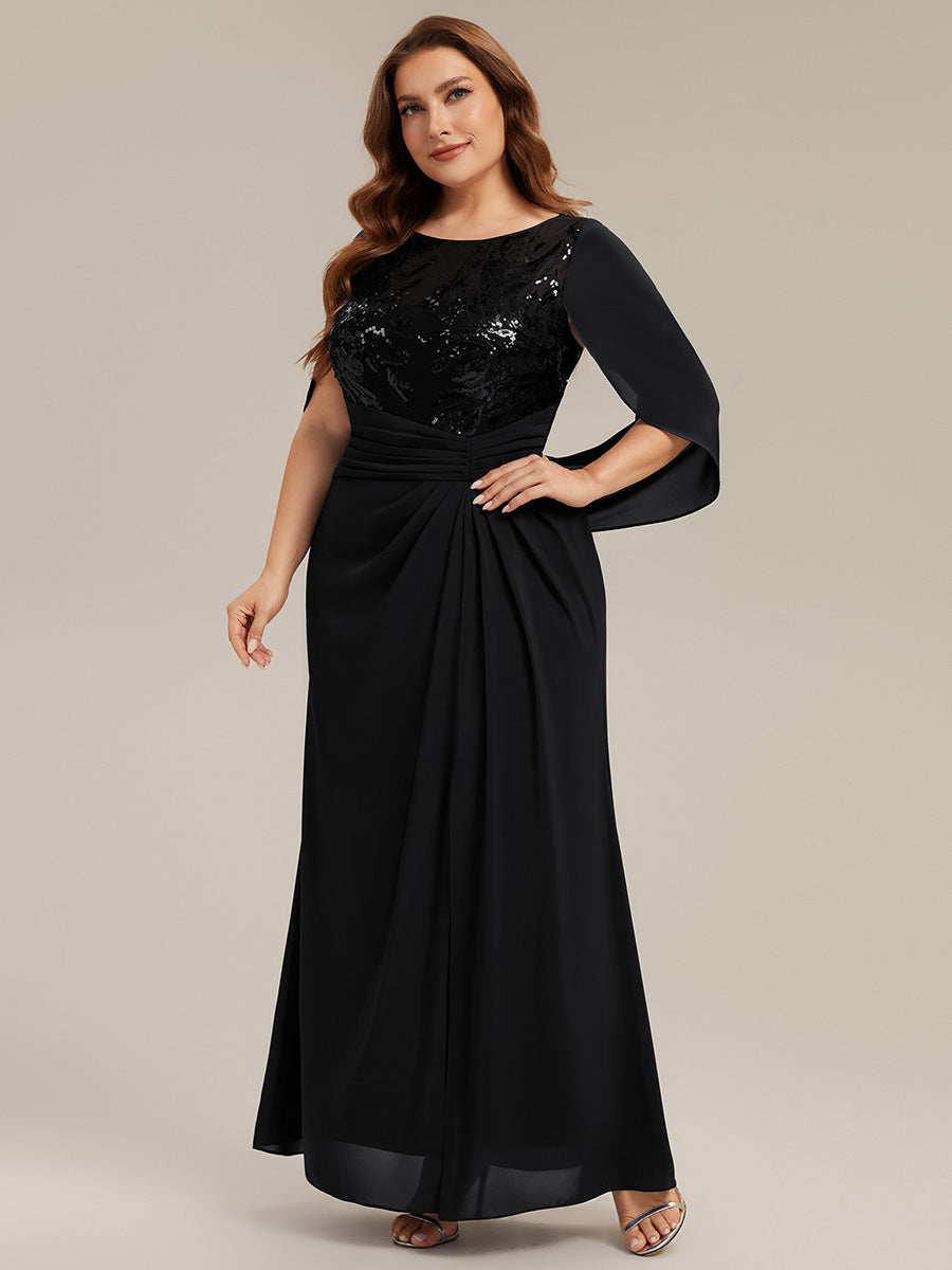plus size black see through dresses Ever-Pretty Sequin Cape Sleeve Fall Formal Wedding Guest Dress with Cowl Back see through top offering coverage with a Missacc 2026 Ivory Trumpet/Mermaid Size:9.5 __swatch color:white