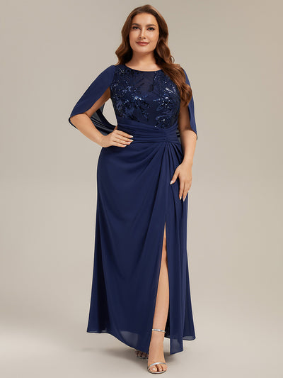 Plus Size See-through Chiffon Mother of the Bride Dress