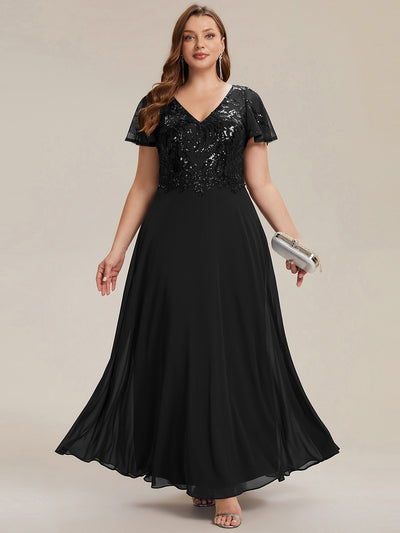 Plus Size Applique Sequin Mother of the Bride Dress