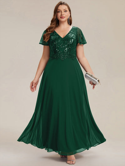 Plus Size Applique Sequin Mother of the Bride Dress