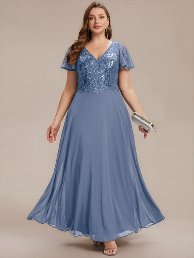 Plus Size Applique Sequin Mother of the Bride Dress