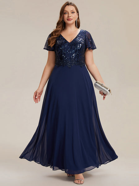 Ever-Pretty Plus Size Applique Sequin Formal Dress Occasion Dress