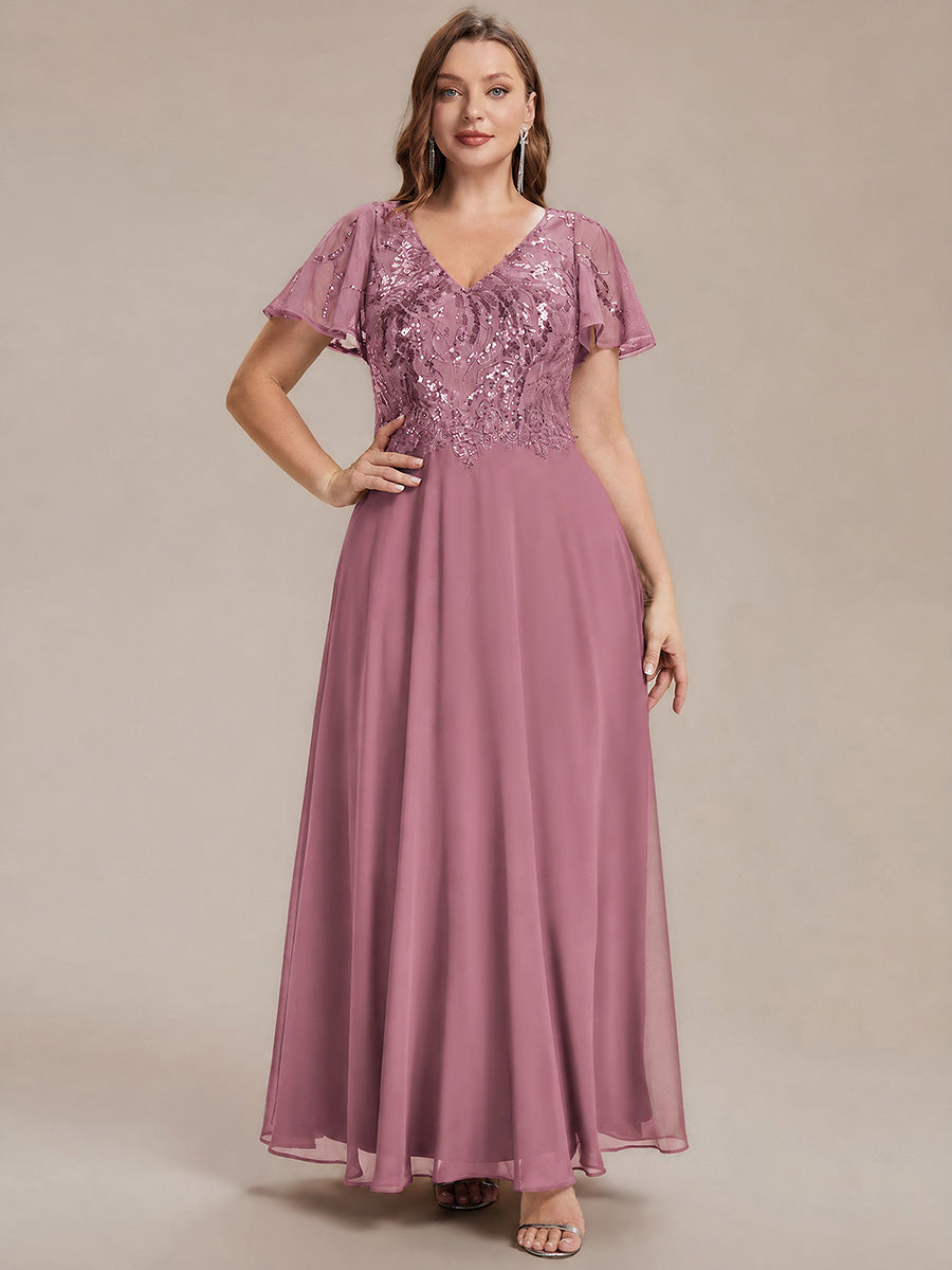 Plus Size Applique Sequin Mother of the Bride Dress #color_Purple Orchid