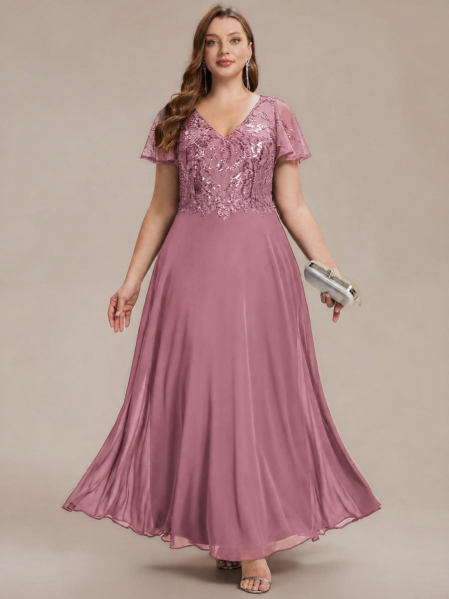 Plus Size Applique Sequin Mother of the Bride Dress #color_Purple Orchid
