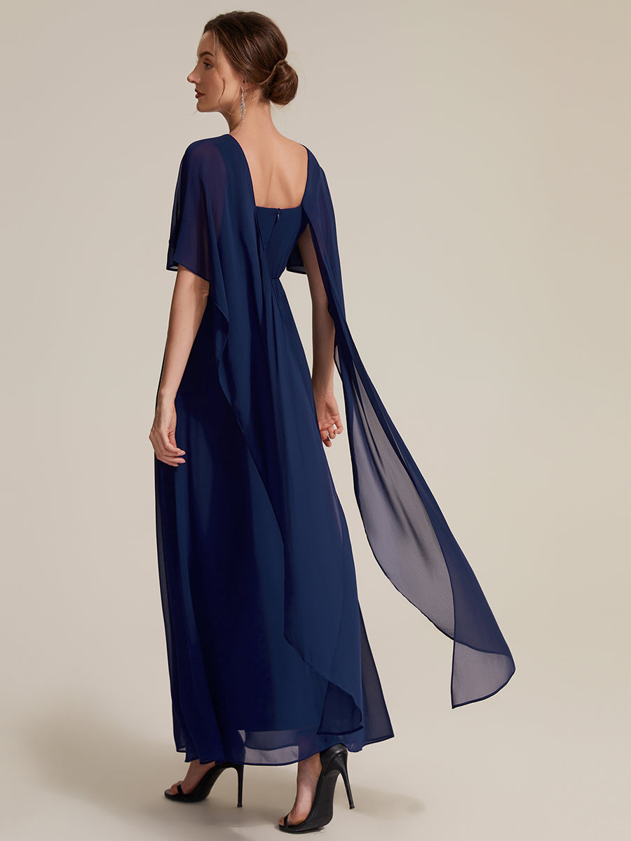mother of the bride blue dresses Ever-Pretty Chiffon Cape Sleeve A-Line With Sleev Formal HVOBTTY Summer Women's Sleeveless Color:Pale Yellow Blossom and lightweight chiffon. nmtoll3