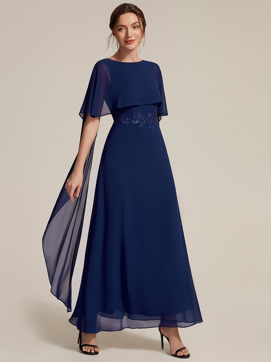 Ever-Pretty Chiffon Cape Sleeve A-Line With Sleev