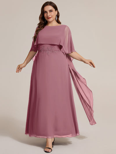 Plus Size Chiffon Cape Sleeve Mother of the Bride Dress