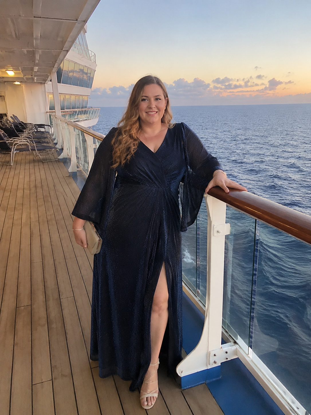 Plus Size Lurex Mesh Cape Sleeve Mother of the Bride Dress #color_Navy Blue