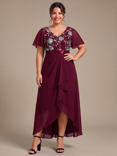 Plus Size Sequin Chiffon Mother of the Bride Dress