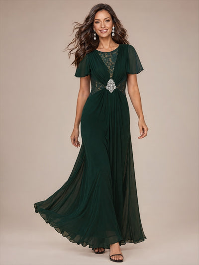 Chiffon Maxi Length Round neckline Mother of the Bride Dress