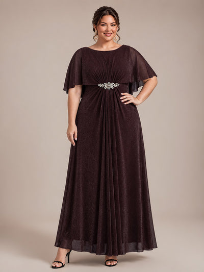 Plus Size Lurex Mesh Shawl Sleeve Mother of the Bride Dress
