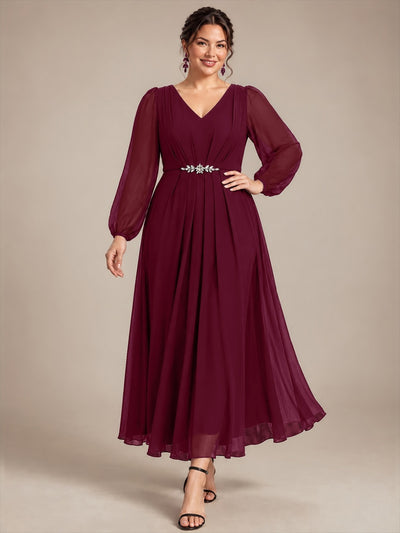 Plus Size Pleating Chiffon Mother of the Bride Dress
