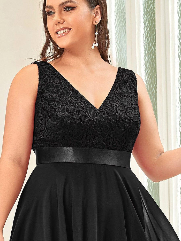 Halter V-neck Short Lace Dresses Moss Plus Size