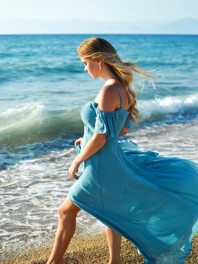 pretty REYA|Plus Size Cold Shoulder Formal Bridesmaid Dress with Side Slit Fan Photos 6

