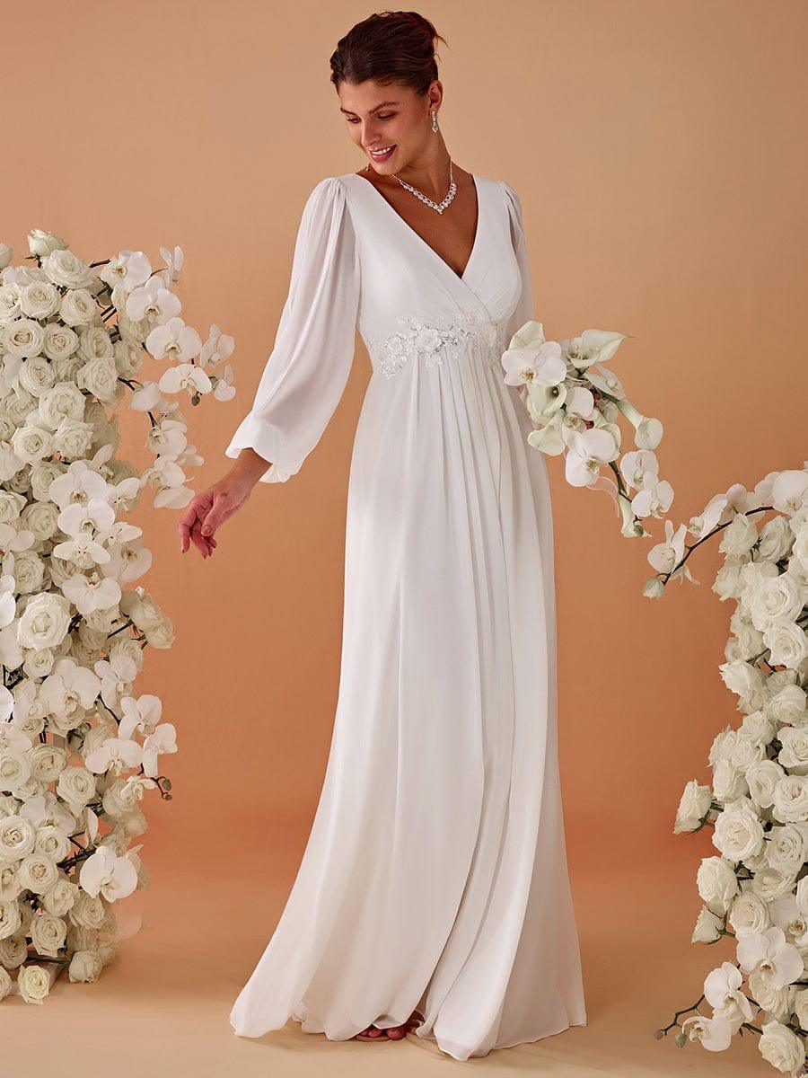 Ever-Pretty V-Neckline Long Sleeve Chiffon Formal Mother of The Bride Dress Ever-Pretty V-Neckline Long Sleeve Chiffon Formal Mother of The Bride Dress