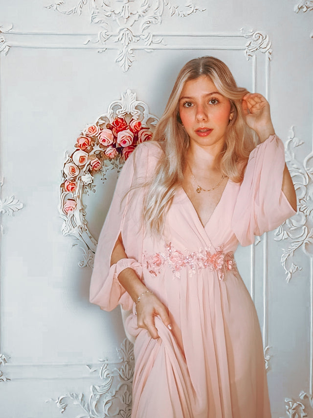 ever AMOUR|Elegant Chiffon V-Neckline Long Sleeve Wedding Guest Dress Fan Photos 6
