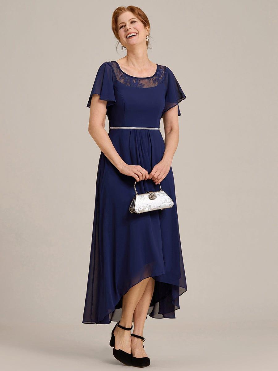 princess polly baby blue dress A-line Chiffon Asymmetrical Hem Mother of the Bride Dress with Ruffle  Sleeves