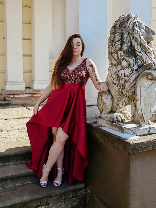 pretty ALYNA|High Low Sleeveless Plus Size Dresses With Sequin for Evening Fan Photos 1
