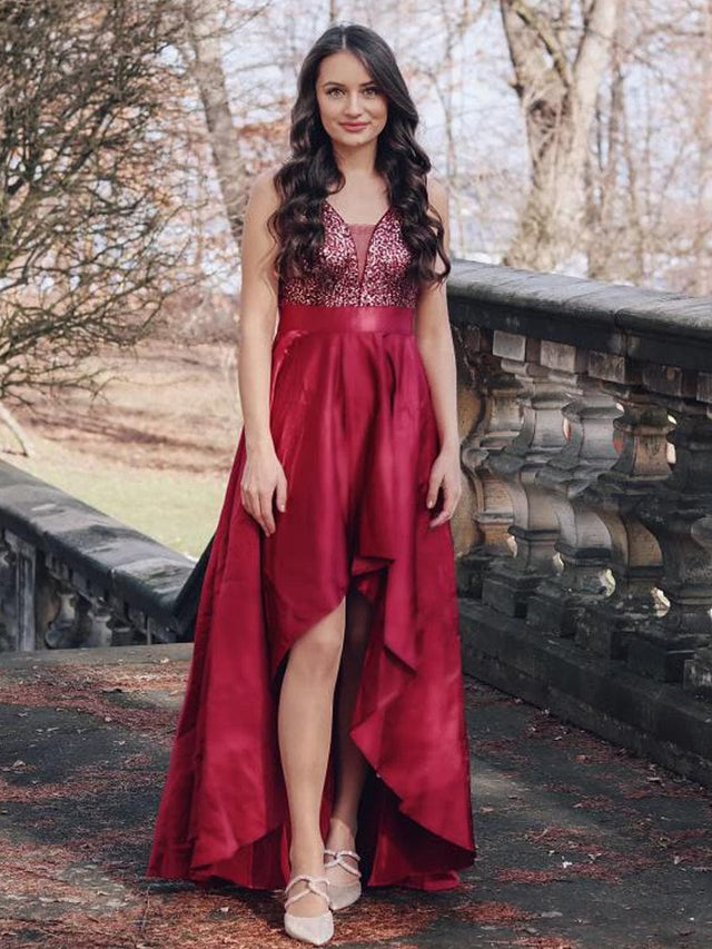 pretty ALYNA|High Low Sleeveless Plus Size Dresses With Sequin for Evening Fan Photos 3
