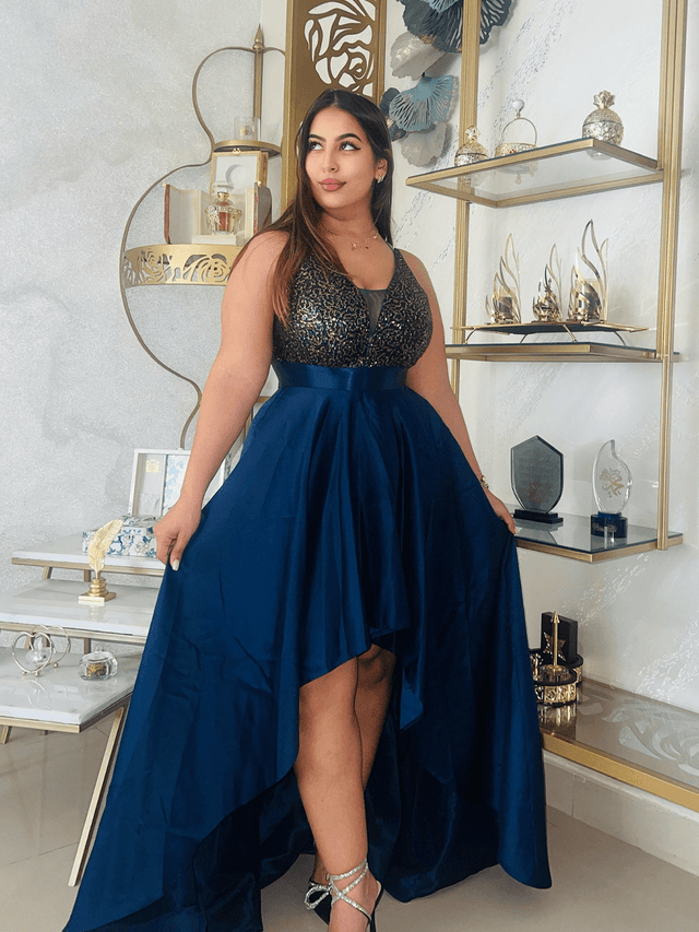 pretty ALYNA|High Low Sleeveless Plus Size Dresses With Sequin for Evening Fan Photos 5
