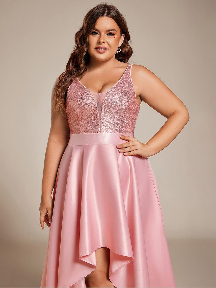 Asymmetrical Plus Size Formal Dresses for Prom #color_Pink