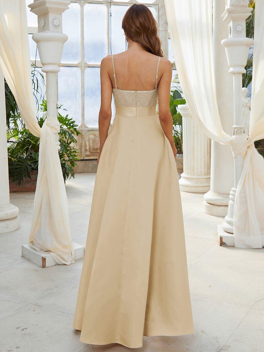 Sparkly High-Low Cruise Journey Dress #color_Rose Gold 