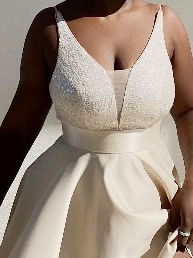 pretty ALYNA|High Low Sleeveless Plus Size Dresses With Sequin for Evening Fan Photos 7
