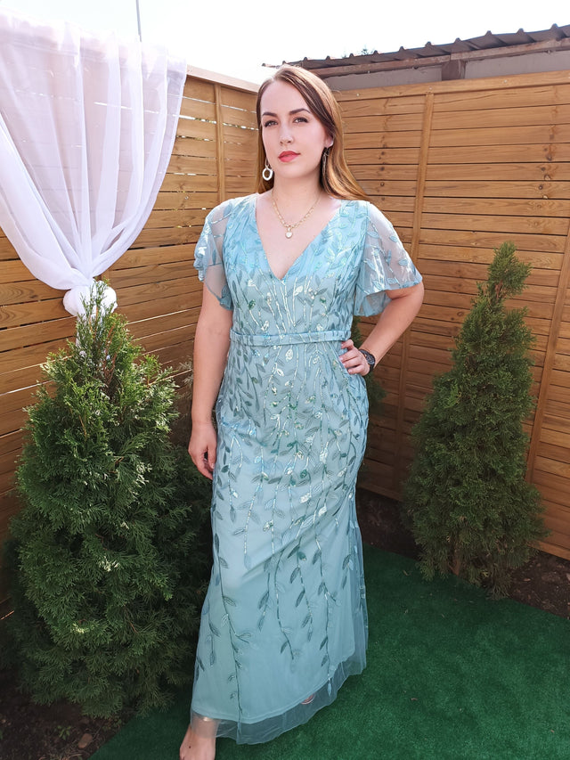 ever DIONE|Gorgeous V Neck Leaf-Sequined Fishtail Party Dress Fan Photos 2
