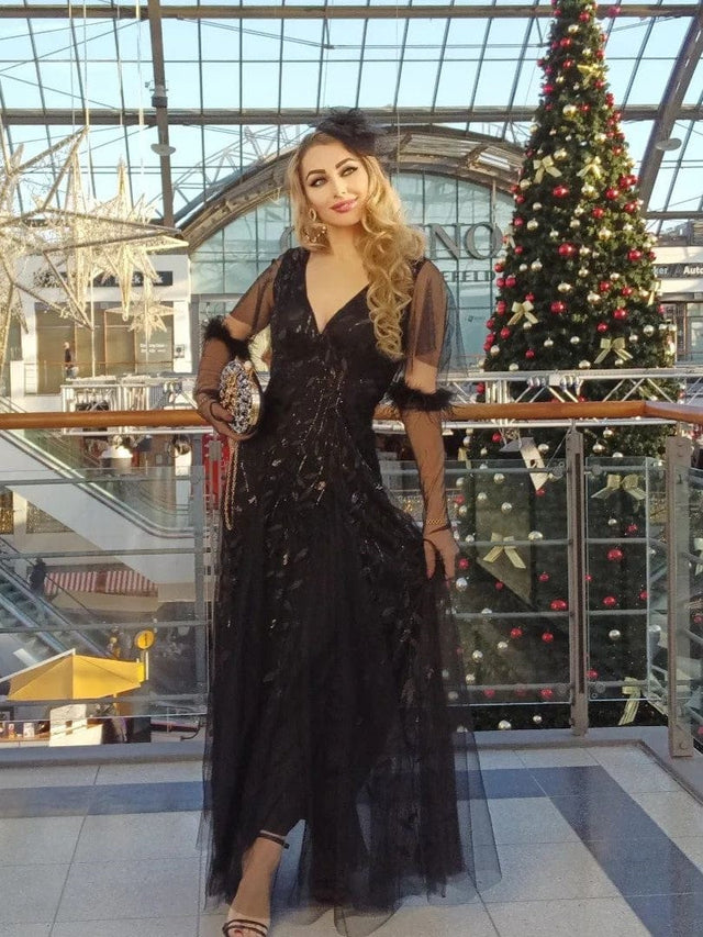 ever ASTRAL|Shimmery Ruffle Sleeves Maxi Sequin Evening Dress Fan Photos 42
