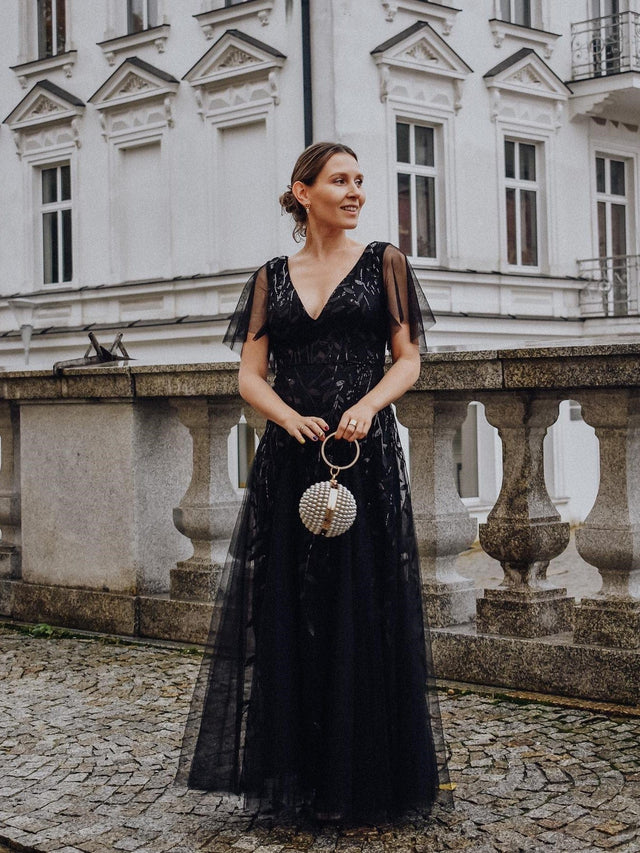 ever ASTRAL|Shimmery Ruffle Sleeves Maxi Sequin Evening Dress Fan Photos 15

