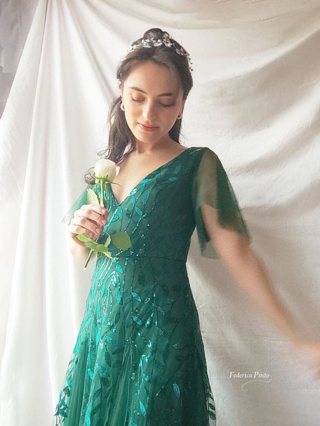 ever ASTRAL|Shimmery Ruffle Sleeves Maxi Sequin Evening Dress Fan Photos 12
