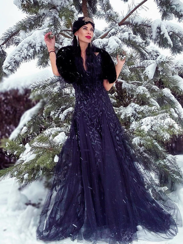 ever ASTRAL|Shimmery Ruffle Sleeves Maxi Sequin Evening Dress Fan Photos 38
