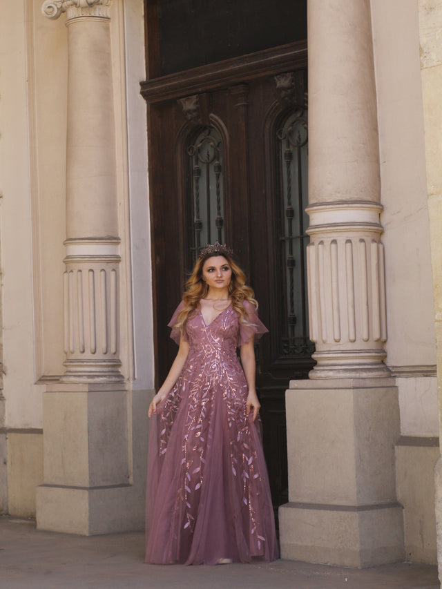 ever ASTRAL|Shimmery Ruffle Sleeves Maxi Sequin Evening Dress Fan Photos 33
