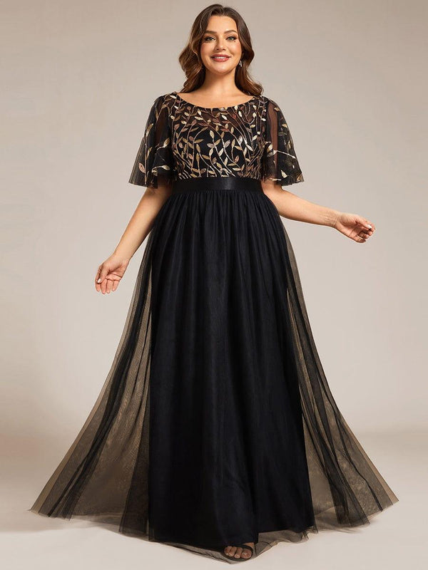 pretty SAPHIR|Plus Size Women's Embroidery Evening Dresses with Short Sleeve