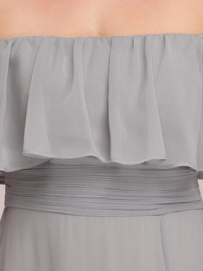 Women's Off Shoulder Ruffle Thigh Slit Bridesmaid Dresses