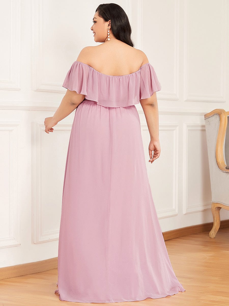 Plus Size Off the Shoulder Formal Bridesmaid Dress with Thigh Split
