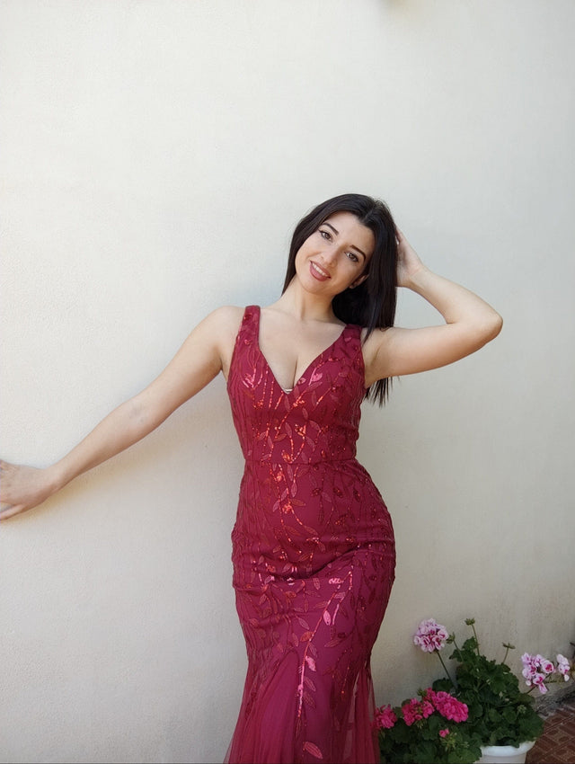 ever ORIEL|Women's Double V-Neck Fishtail Sequin Evening Dress Fan Photos 25
