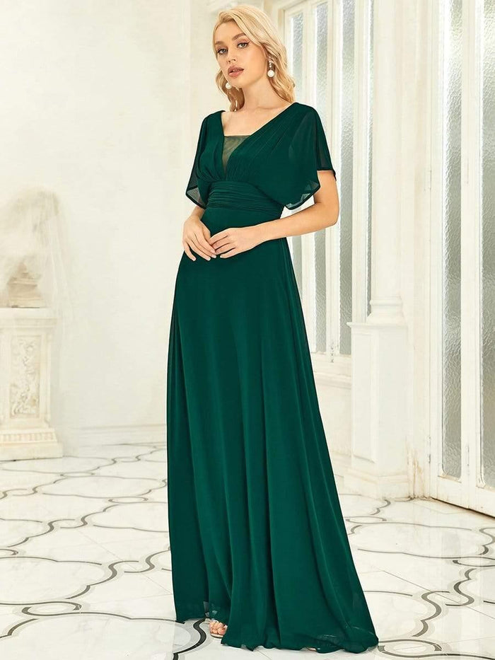 Empire Waist Maxi Chiffon Evening Dress for Women