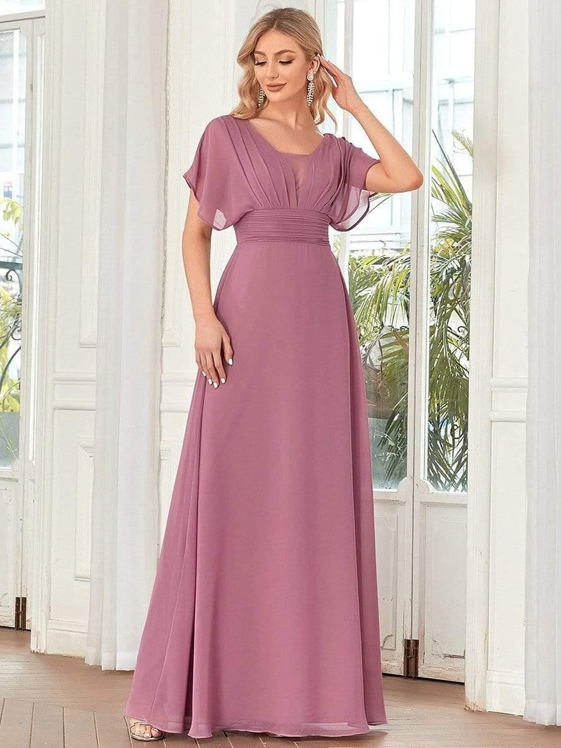 Empire Waist Maxi Chiffon Evening Dress for Women