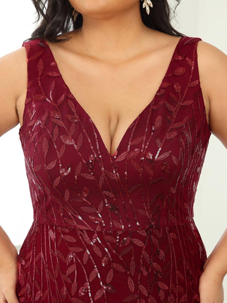 Plus Size Maxi Sequin Formal Dresses & Gowns #Color_Burgundy