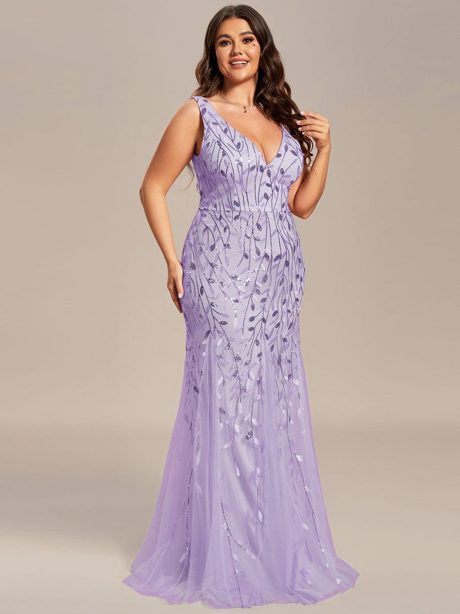 Plus Size Maxi Sequin Formal Dresses & Gowns #Color_Lavender