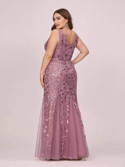 Plus Size Maxi Sequin Formal Dresses & Gowns #color_Purple Orchid