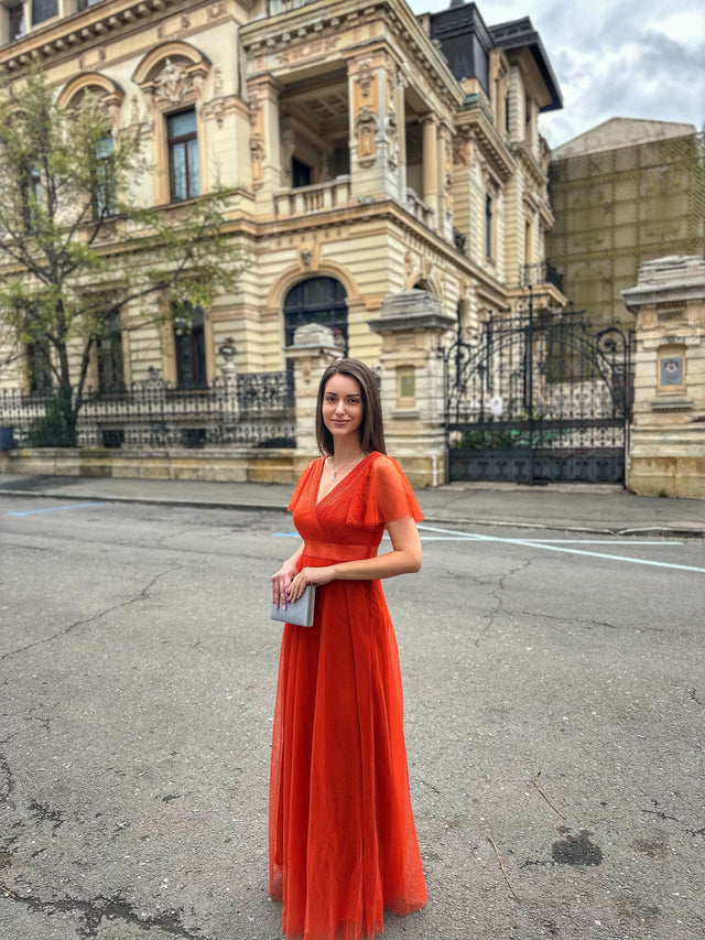 pretty MISTE|Women's Floor-Length Plus Size Formal Bridesmaid Dress with Short Sleeve Fan Photos 4
