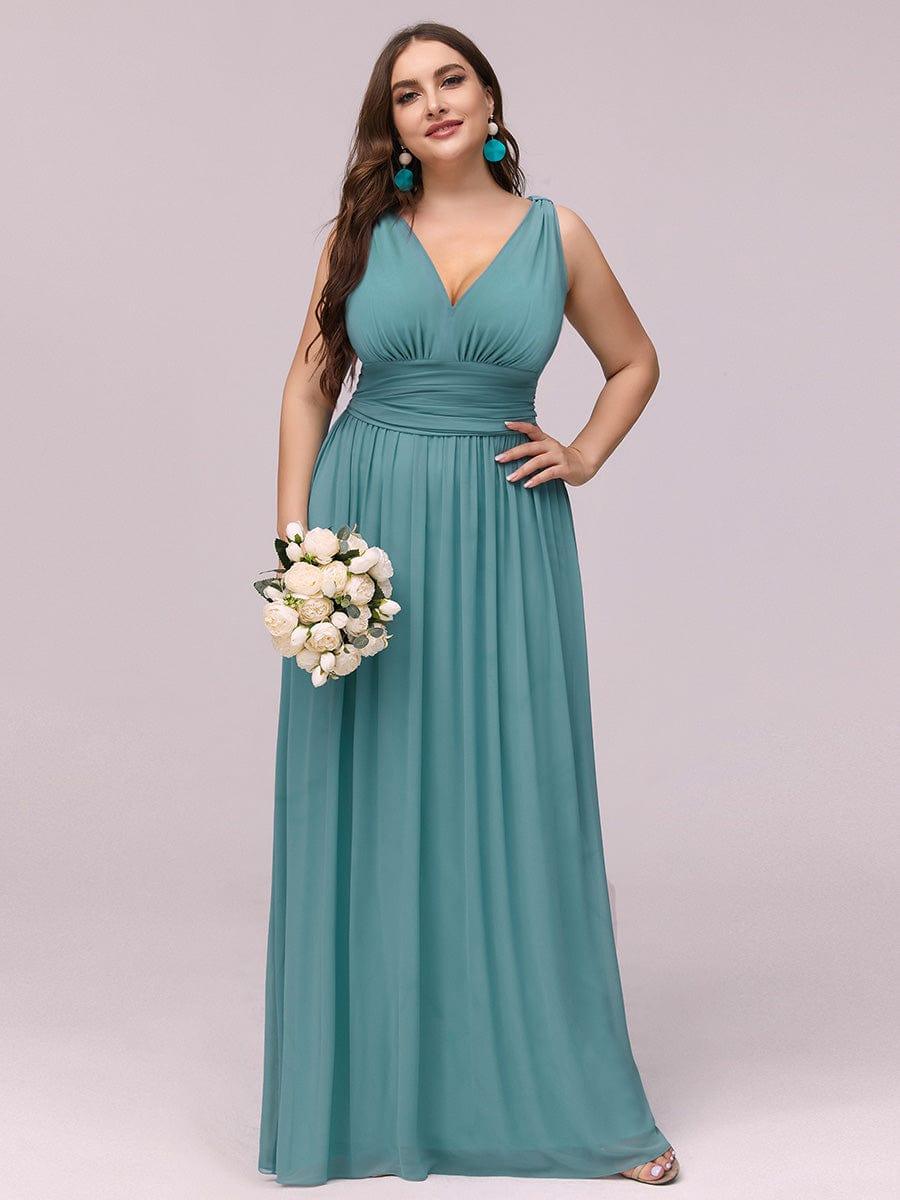 Plus Size Chiffon Maxi Dress Double V Neck Maxi Formal Dress