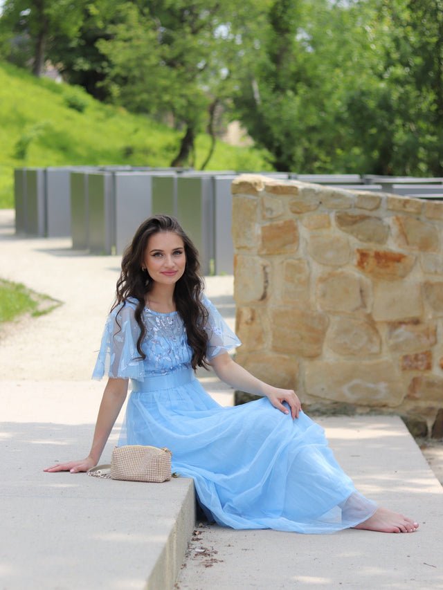 ever SAPHIR|Women's A-Line Short Sleeve Embroidery Floor Length Evening Dresses Fan Photos 1

