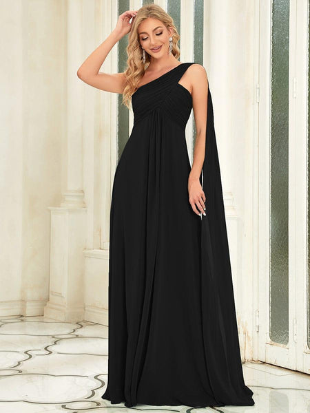 one shoulder chiffon dress Dresses For Maid Of Honor the solid pattern One Shoulder Pleated Chiffon Bridesmaid